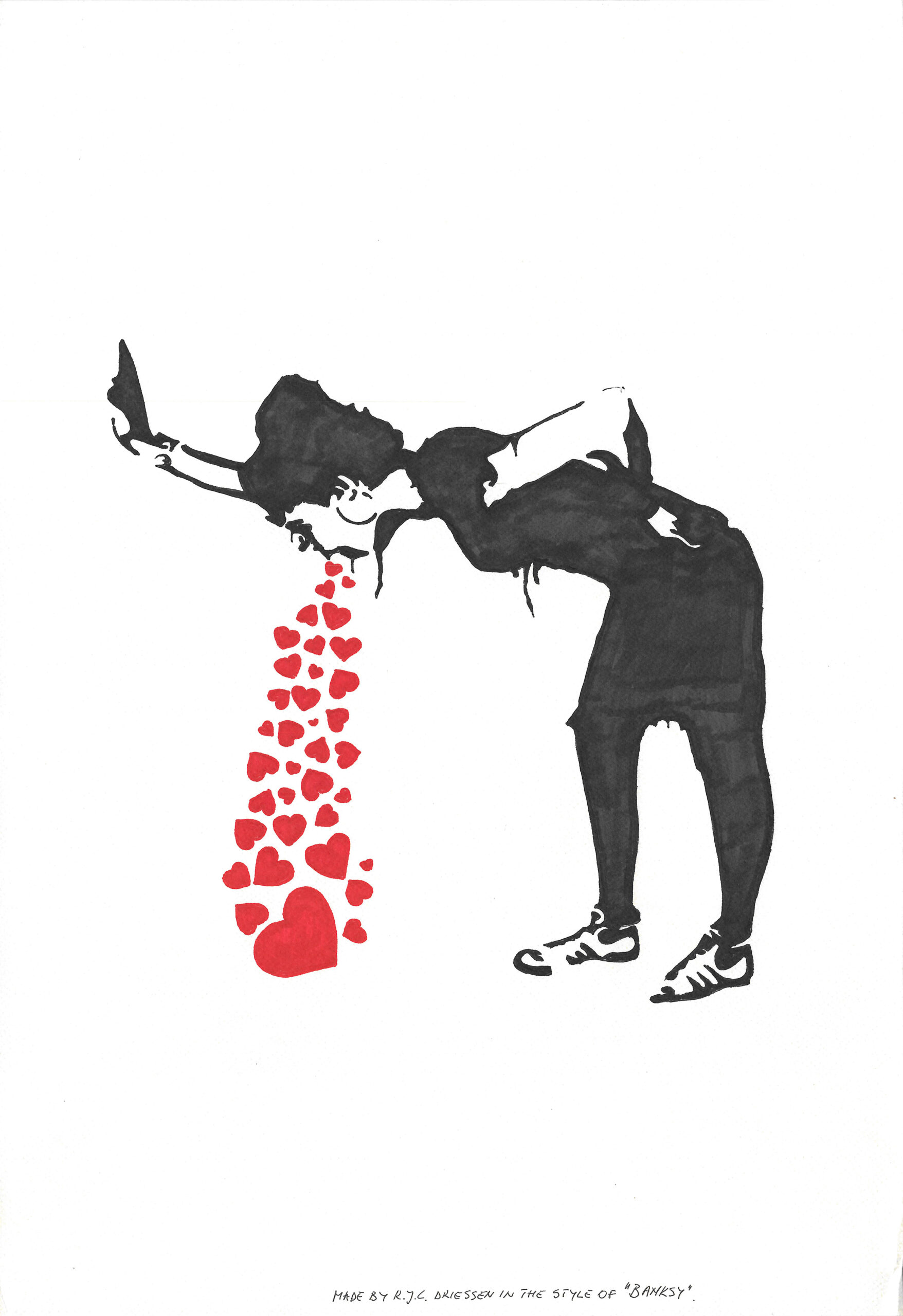 Lovesick Girl Throwing Up Hearts - Medium