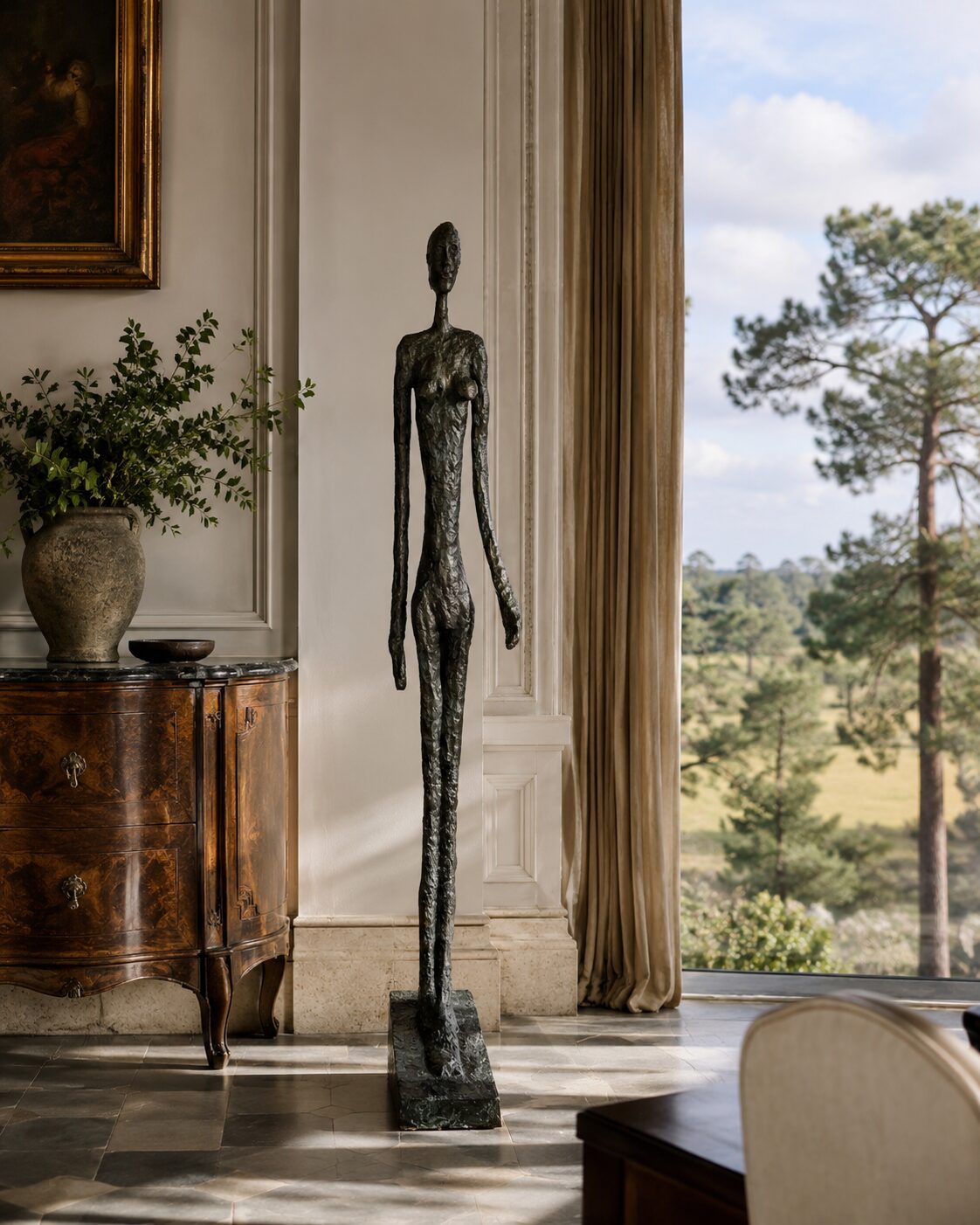 Femme Debout I - Standing Woman I 160cm – Kunstwerk in de stijl van Alberto Giacometti – door Meestervervalser Robert Driessen - Afbeelding 3